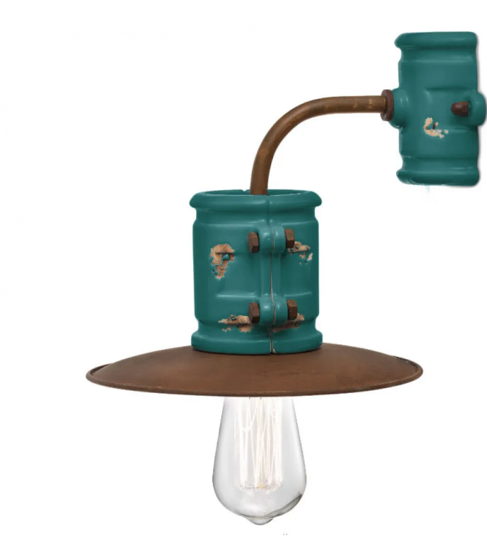 Applique Harlem Di Ferroluce, Realizzata Interamente In Italia, In Ceramica Con Finiture Anticate.