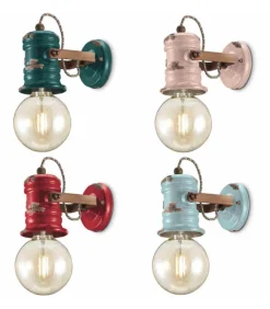 Applique In Ceramica Smaltata Effetto Retro, Realizzata In Italia Da Ferroluce.