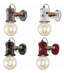 Applique In Ceramica Smaltata Effetto Retro, Realizzata In Italia Da Ferroluce.