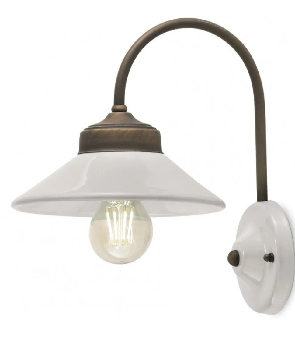 Applique Riga Di Ferroluce, Paralume E Rosetta In Ceramica Con Colori Abbinati.