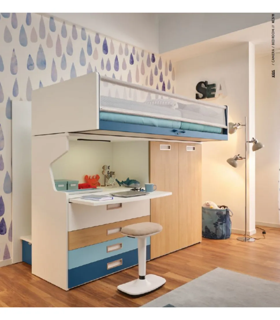 Cameretta Componibile Con Letto A Soppalco - Modello Kc511