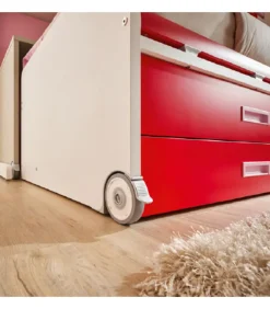 Cameretta Componibile Kc508 - Letto Inferiore Estrabile, Scrivania Con Ruote