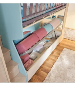 Cameretta Componibile Kc506: Letto A Castello Con Meccanismo Facile E Libreria A Giorno