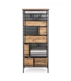 Cassettiera 19C Officina Struttura In Ferro. Cassetti In Ferro, Zinco E Legno Di Pino