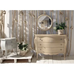 Comodino Bombato 2 Cassetti 2242 Finitura Shabby Chic