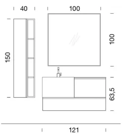 Composizione 11 Del Gruppo Di Bagni B-Go Di Compab, 100% Made In Italy.