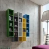 Composizione Composta Da 5 Librerie A Parete Multicolore, Ingombro Totale L.110 H.130 P.22 Cm. - Art.633
