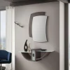 Composizione Ingresso Con Specchiera, Mesola Portaoggetti Curva Con Piani Vetro E Coppia Appendiabiti A Parete - L.108 Cm - Art 670