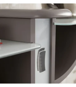 Composizione Ingresso Con Specchiera, Mesola Portaoggetti Curva Con Piani Vetro E Coppia Appendiabiti A Parete - L.108 Cm - Art 670