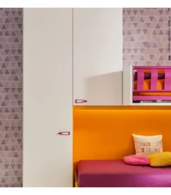 Composizione Soppalco Cameretta Modello Kc505: Letto A Castello Laccato Opaco In Vari Colori E Finiture Laccate E Laminati Disponibili