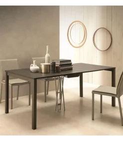 Consolle Allungabile Modello Quad Con Struttura In Metallo E Piani In Laminato Materico