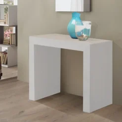 Consolle Allungabile Party Frassino Bianco, Diventa Un Comodo Tavolo