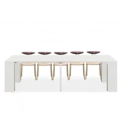 Consolle Allungabile Party Frassino Bianco, Diventa Un Comodo Tavolo