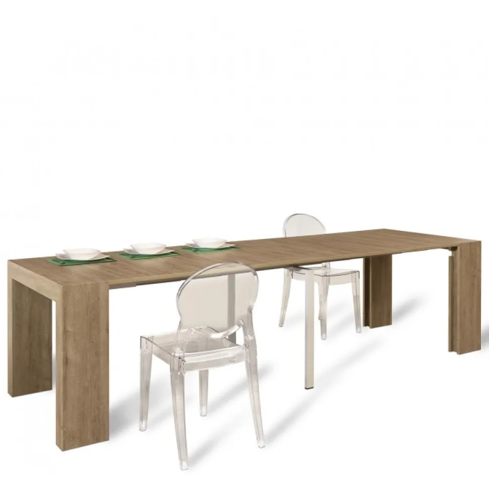 Consolle Allungabile Party Rovere Naturale, Diventa Un Comodo Tavolo