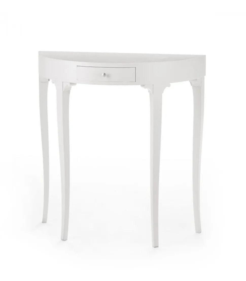 Consolle Classica In Legno Massello Verniciato Bianco Opaco