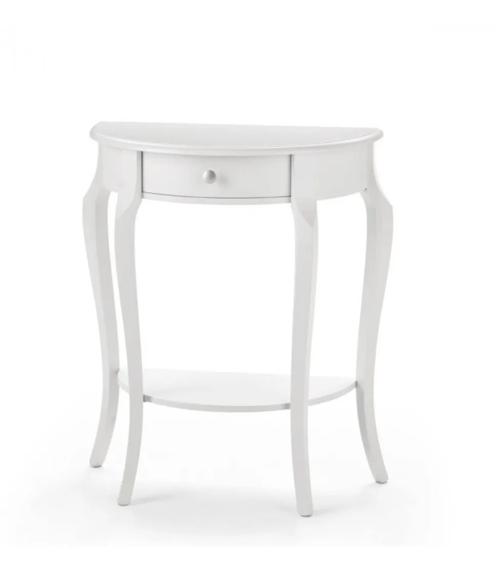 Consolle In Legno Massello Laccato Bianco Opaco