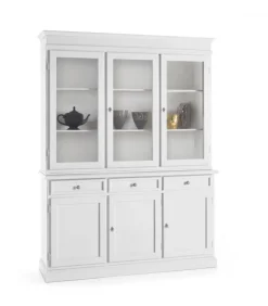 Cristalliera 3 Ante Scicli Laccata Bianco Opaco Di Classico Italiano