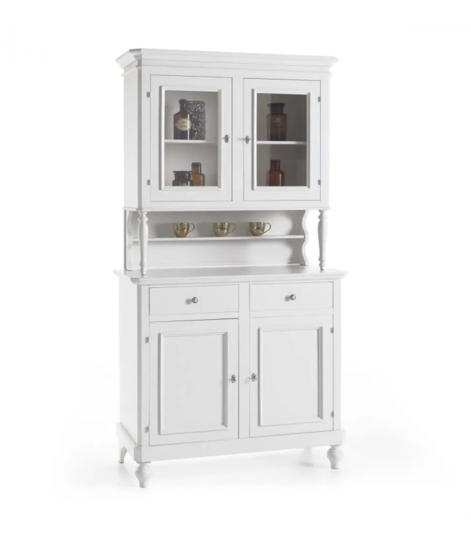 Cristalliera Laccata Bianco Opaco 2 Ante Di Classico Italiano