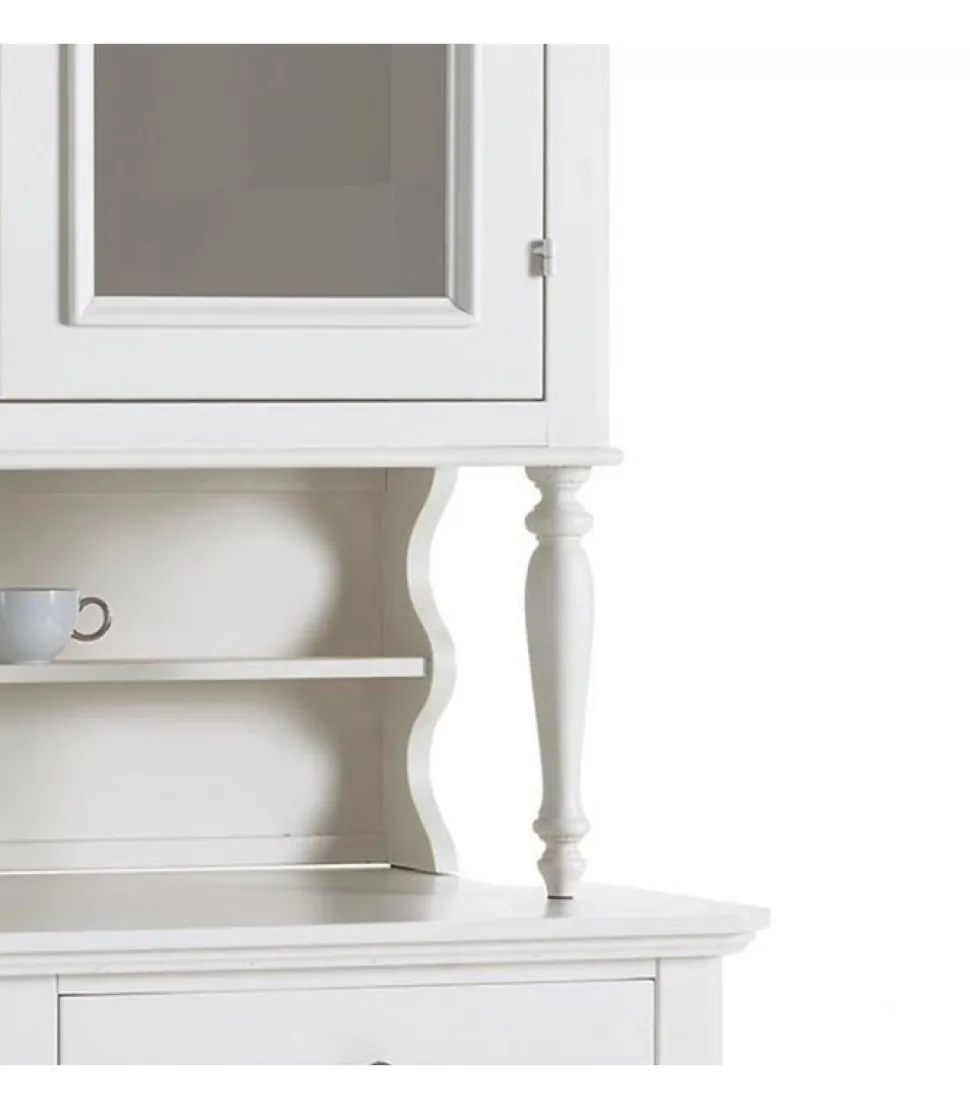 Cristalliera Messina 3 Ante Laccate Bianco Opaco Di Classico Italano