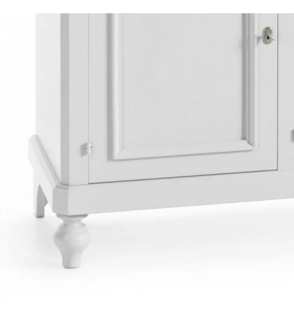 Cristalliera Messina 3 Ante Laccate Bianco Opaco Di Classico Italano