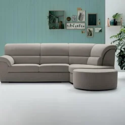 Divano Ad Angolo Russel, Con Pouf Sagomato