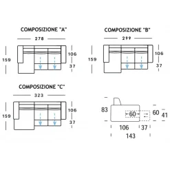 Divano Byron Con Penisola, La Seduta Si Allunga E Diventa Chaise Longue