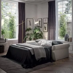 Divano Letto Flair Con Bracciolo Curvo, Bello E Comodo.