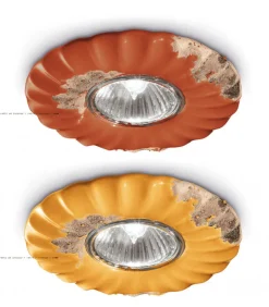 Faretto Rians A Incasso, Realizzato In Italia Da Ferroluce. E In Ceramica Con Finiture Vintage.