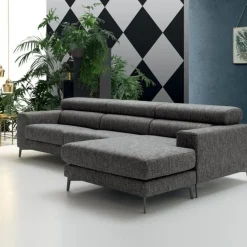 Fred, Divano Penisola Moderno Con Piedini Alti In Metallo