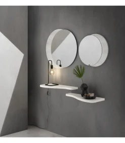 Ingresso Con Doppiaspecchiera Tonda E Coppia Di Mensole Sagomate - Art762