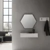 Ingresso Con Mobiletto Pensile A Ribalta, Specchiera Esagonale E Coppia Appendiabiti A Parete L.90 H.130 Cm. - Art625