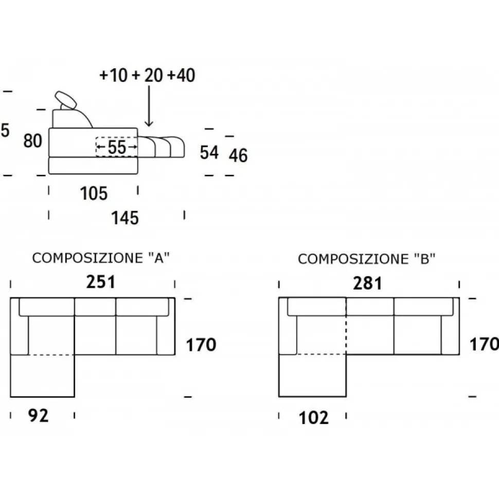 James, Divano Con Penisola E Seduta A Scorrimento