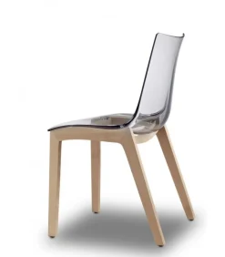 La Scocca In Policarbonato E Disponibile Bianca E Trasparente, Le Gambe In Faggio Naturale E Wenge.