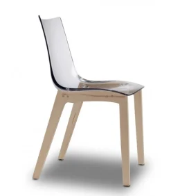 La Scocca In Policarbonato E Disponibile Bianca E Trasparente, Le Gambe In Faggio Naturale E Wenge.