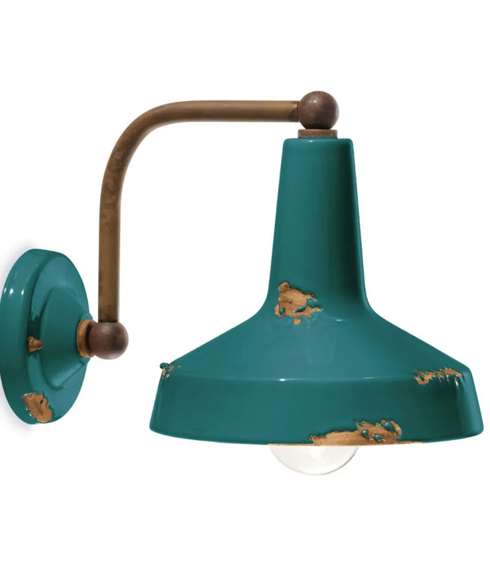 La Valletta, Applique Made In Italy Di Ferroluce, Realizzata In Ceramica Finiture Vintage Stile Anticato.