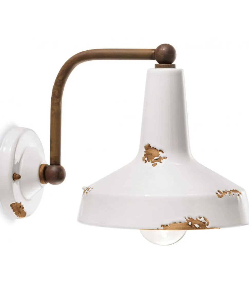 La Valletta, Applique Made In Italy Di Ferroluce, Realizzata In Ceramica Finiture Vintage Stile Anticato.