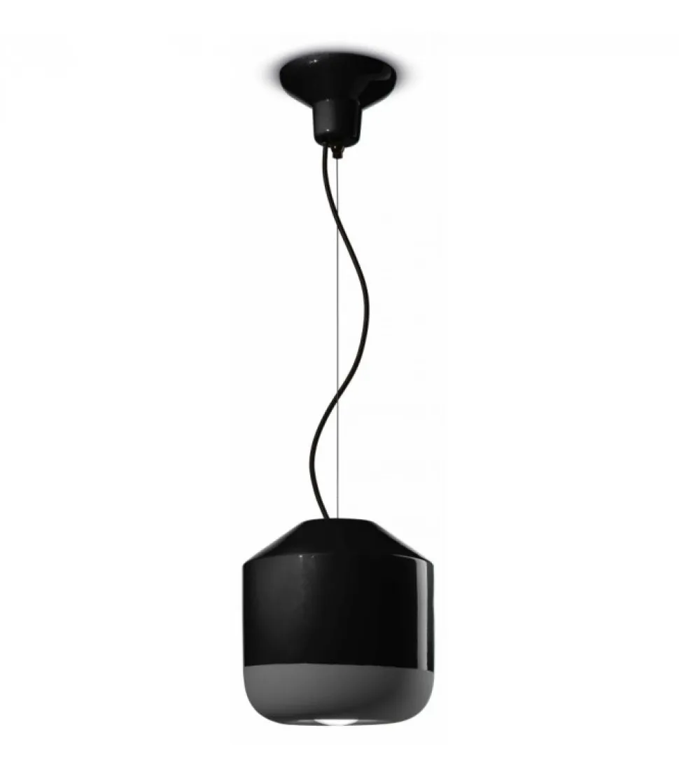 Lampada A Sospensione Realizzata In Italia Da Ferroluce, Con Paralume In Ceramica.