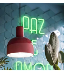 Lampada Sospesa Caxixi, Realizzata In Ceramica Smaltata Bicolore Tono Su Tono.