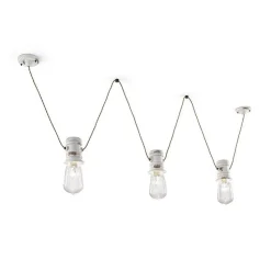 Lampada Sospesa Chinatown 3 Di Ferroluce In Ceramica Anticata. Design Retro E Qualita Made In Italy.