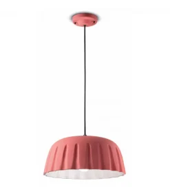 Lampada Sospesa Con Paralume In Ceramica Smaltata, Realizzata In Italia.