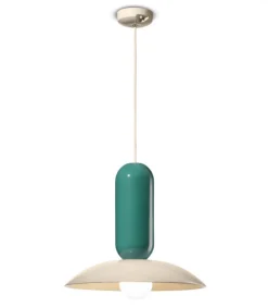 Lampada Sospesa In Ceramica Smaltata, Realizzata In Italia Da Ferroluce.