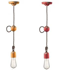 Lampada Sospesa La Valletta Di Ferroluce, Realizzata In Italia, In Ceramica Con Finiture Vintage.