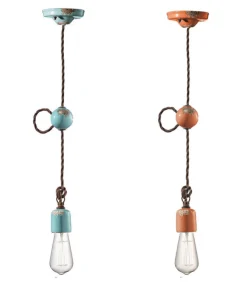 Lampada Sospesa La Valletta Di Ferroluce, Realizzata In Italia, In Ceramica Con Finiture Vintage.