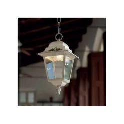 Lampada Sospesa Per L'Outdoor, In Alluminio Decorato Con Stile Classico, Made In Italy.