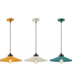 Lampada Sospesa Sofia Di Ferroluce, Realizzata Interamente In Italia Con Paralume In Lamiera Smaltata.