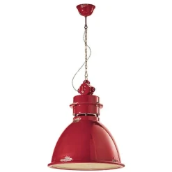 Lampada Sospesa Sterling Di Ferroluce, In Ceramica Con Colori Vintage Anticati, Made In Italy.