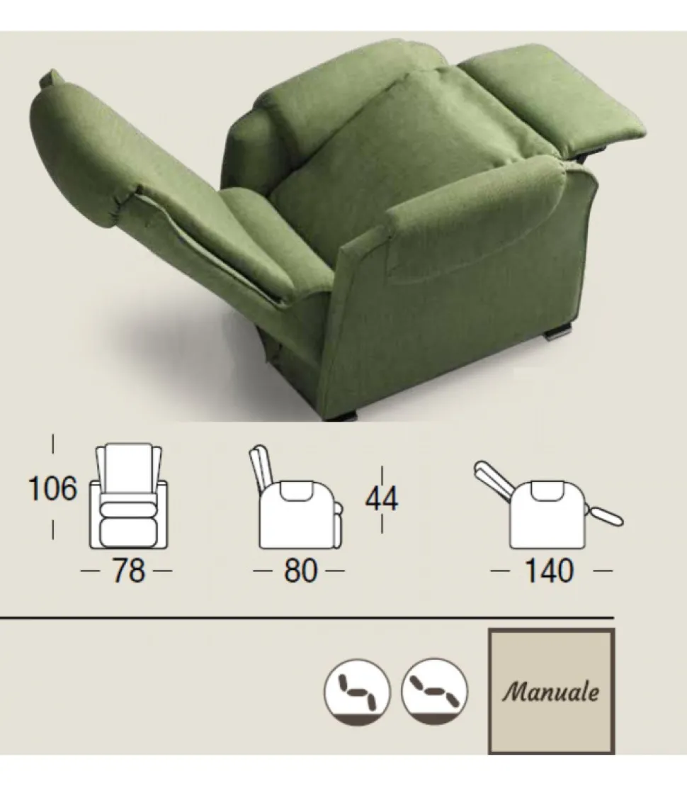 Lea Di Il Benessere, Poltrona Relax Con Morbida Seduta In Poliuretano E Solida Struttura In Ferro.