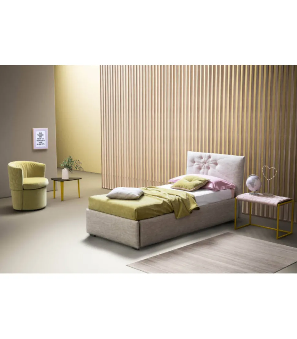 Letto Bloom Imbottito Con Secondo Letto Estraibile Bello E Pratico