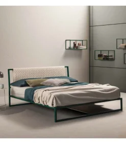 Letto Frame Con Struttura In Metallo Colorato E Testiera Personalizzabili