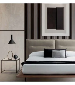 Letto Imbottito Con Ring In Legno Finito Ad Olio